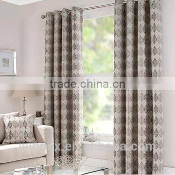 100% Polyester Faux Linen Leaf Grommets Curtain