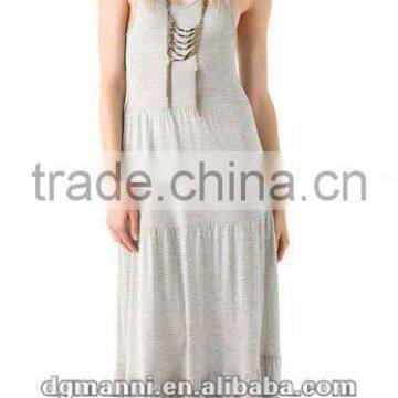 Jersey long maxi dress in grey color