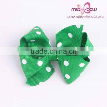 White Polka Dots Red Grosgrain Ribbon Hair Bows photo-3