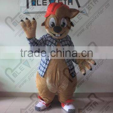 Cartoon Red Hat Squirrel Mascot Costume Leisure Style Squirrel Costumes photo-2