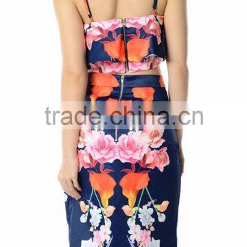 Floral Print Ruffle 2 Pieces Set Fashion Boutique Dress Casual Women Dresses Summer photo-4