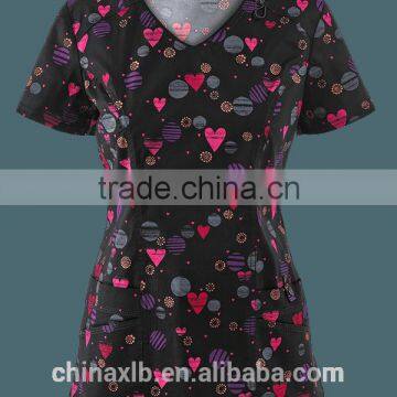 Fabric for Dickies Gen Flex Scrubs U Have My Heart Print Top photo-2