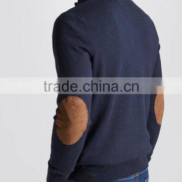 High Quality Wholesale Knit Wear Men's Button High-neck Sweater With Suedette Elbow Patches (BKNM16) photo-2