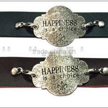 Fashion Words Leather Cord Bracelets,custom Letters Engraved Bracelet,leather Charm Bracelets photo-5