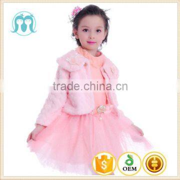 Top quality children girl coat dress warm kids clothes dress frock design leather fur coat kids girls frock