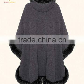 Winter Warm Wool Knitted Poncho Lady Fur Poncho photo-4