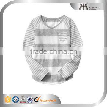 2016 Newest V neck Raglan Baseball Color block pocket long sleeve t shirt for Children Girls