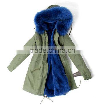 Myfur Customized Fake Rabbit Fur Lining Plus Parka With Random Colorful Raccoon Fur Hood photo-2