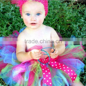 2015 Super Fluffy Purple With Turquoise Blue Kids Parth Birthday Pettiskirt Tutu photo-5