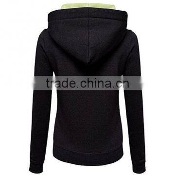 Womens Trendy Plain Hoodie Hooded Zip Zipper Black&green photo-2
