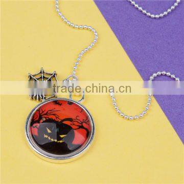 Hot Sale Silver Plated Cobweb Pumpkin Copper Halloween Necklace photo-2