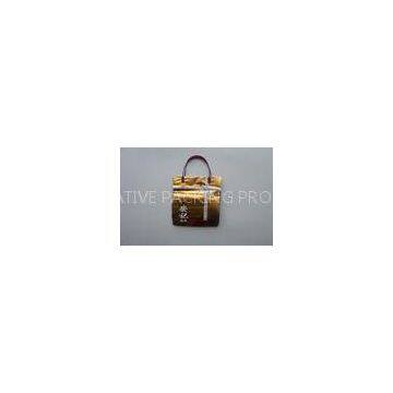 Durable Soft Loop Handle Bag Gold Yellow Printing Logo for Brand Shops
