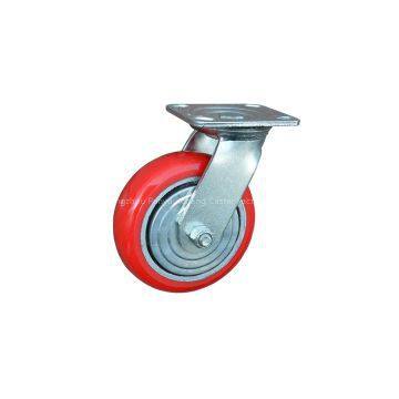 heavy duty polyurethane fixed caster wheels,125mm PU rigid caster,5 inch trolley wheels