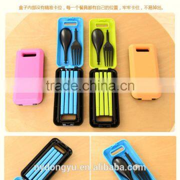 ABS Portable Chopstick Spoon Fork 3 Piece Set Ableware/Lidg Travel 3 Piecer Set Wheat Straw /f Dining Tableware photo-4