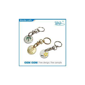 Customized 3d engraved alloy rimmed carabiner metal souvenir cute shining trolley keychains