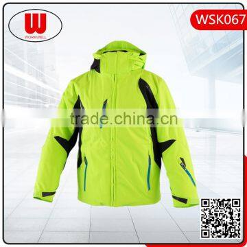 Fluorescent yellow mens ski jacket