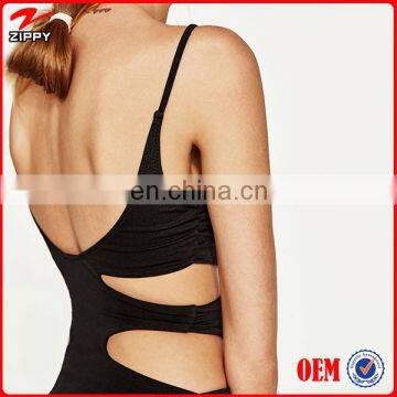 2017 New Style Black Cut Side Women V Neck Swimsuit One Piece Swimsuit photo-2