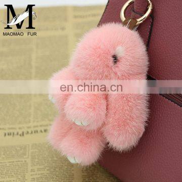 Fashionable 100% Real Mink Fur Custom Keychain Smart Genuine Mink Fur Cheap Key Chain