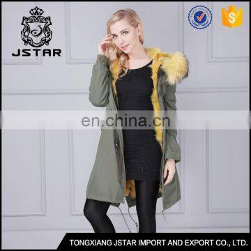 Factory custom made popular fur hooded top jacket with fur collar trim