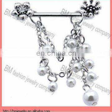 dangle pearls beautiful novelty nipple piercing jewelry