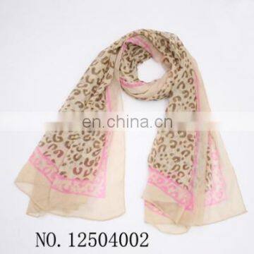 L&S lip prints leopard voile scarf wholesale