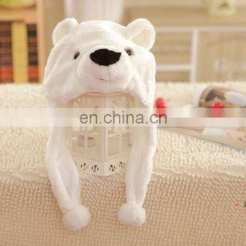 Dongguan Manufacturer produce all kinds of plush animal head hat White polar bear hat