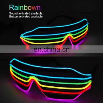 Led flashing el glowing glasses light up shutter Shades rainbow el wire party Glasses