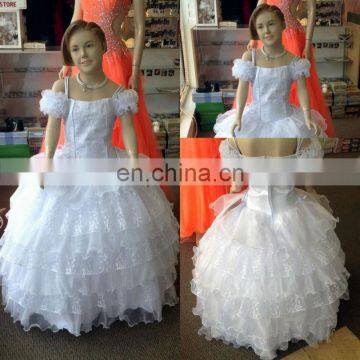 Real photo!Ball gown off shoulder organza floor length flower girl dresses JFD017