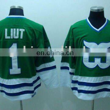 Hartford Whalers # 1 LIUT Green VINTAGE hockey jersey