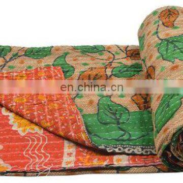 Vintage Kantha Quilt Plaids Gudri Reversible Throw Multi color kantha quilt Bedspread Decor