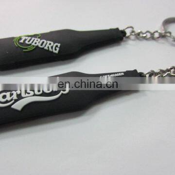 Custom Black Color Soft Rubber Pvc Keychains With Bottle Shape photo-3