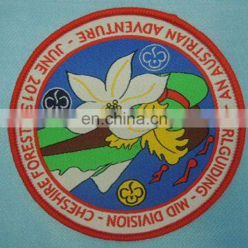 round shape hot melt adhesive national girlguiding woven badge for clothing