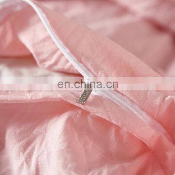 Luxury Pink Double Twin 100% Microfiber King Pompom Washed Duvet Cover Bedding Set With Zipper photo-4