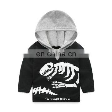 Autumn Baby Boy Set Contrast Color Hoodie Tops And Solid Color Trousers Dinosaur Printed Kids Boy Clothes Sets photo-3