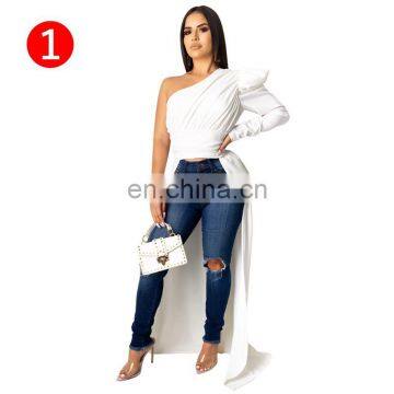 2021 Sexy One Shoulder Tube Top Elastic 100% Polyester Modal Summer Women Crop Top Fashion Clothing Women photo-3