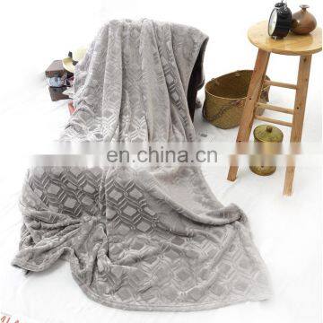 Highly Quality Polyester Printed Light Grey Flannel Fleece Brushed Blanket photo-2