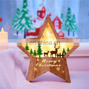Hot Selling Nordic Style Christmas 3D Wood Star Shaped LED Table Night Light photo-3