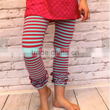 Brown stripe ruffle knit pants in children teen and women size,women leggings tight pants