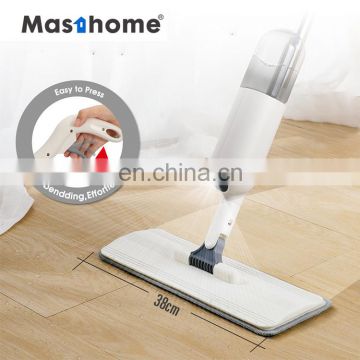 Masthome Household 3 Section Stainless Steel Handle Easy Cleaning White Microfiber Magic Flat Water Spray Mop