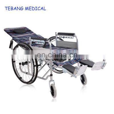 Steel frame manual folding reclining wheelchair