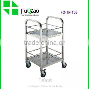 Stainless steel 2 -tiers food service trolley prices , types of service trolley , room service trolley