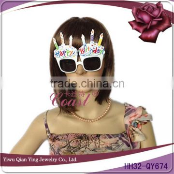 cheap white plastic happy birthday party favor sunglasses