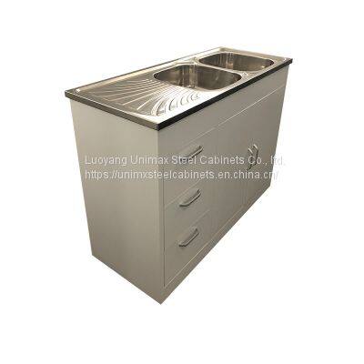 Base Steel Kitchen Cabinet 2 Doors 3 Drawer 1200L X 500W X H900mm (white, With Sink) photo-2