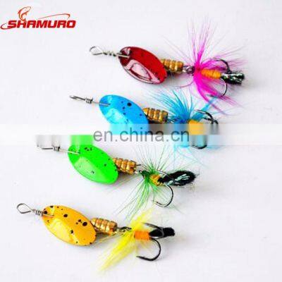 Wholesale High Quality4 Pcs 4cm 5g Metal Blade Casting Spoon Fishing Lures Spinner Bait Lure With Feature Hook