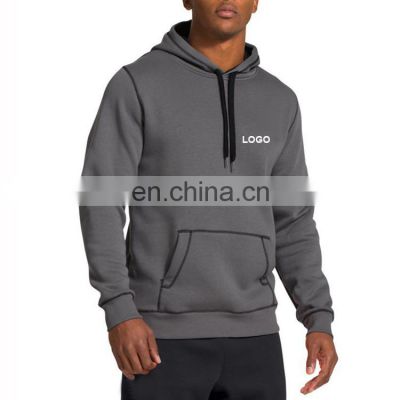 custom embroidery men hoodies cotton polyester blend fleece black pullover hoodies