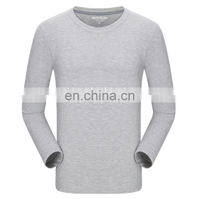 Clothing wholesale custom brand 100% Organic cotton high quality  round neck plus size men's sportswear long-sleeved t-shirt