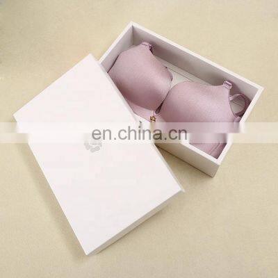 Luxury White Card Paper Custom Bra Packing Scarf and Pantie Packaging Logo Printed 4C Printing Hot Foil Emboss Paper Box for Bra