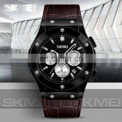 Skmei Watch Importer PU Leather Stopwatch Function Genuine Leather Sport Quartz Wrist Watches#9157 photo-2
