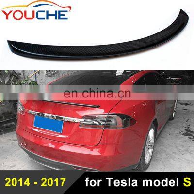 Rear trunk spoiler wing for Tesla  Model S sedan 2014 2015 2016 carbon fiber spoiler