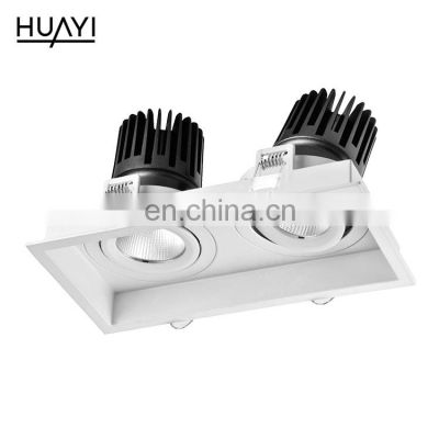 HUAYI New Model High Brightness Square Aluminum Exhibition Indoor Embedded Double 15W LED Spotlight